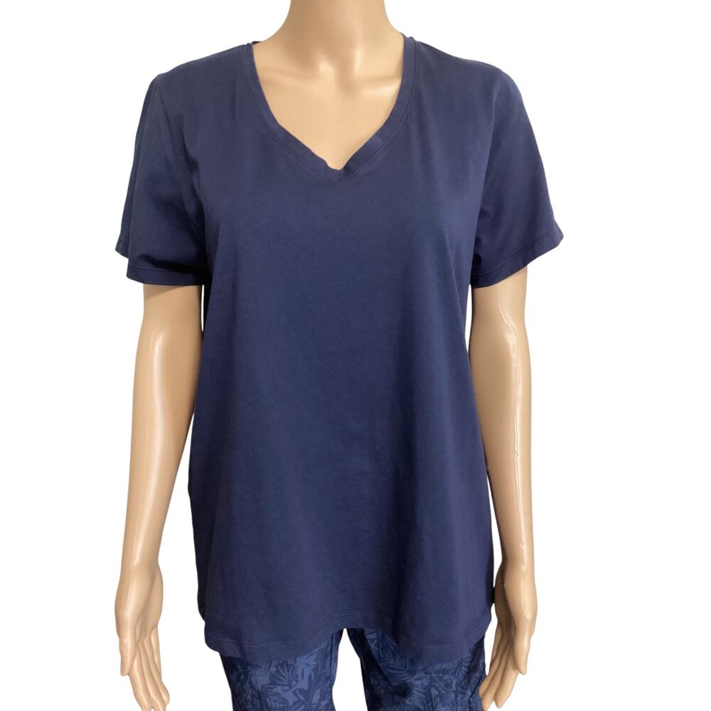 Uniqlo 100% Cotton Navy Blue V-Neck T-Shirt - Essential Basic sz L